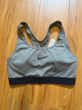 Nike Grey Racerback Sports Bra with Black Elastic Band Size Small